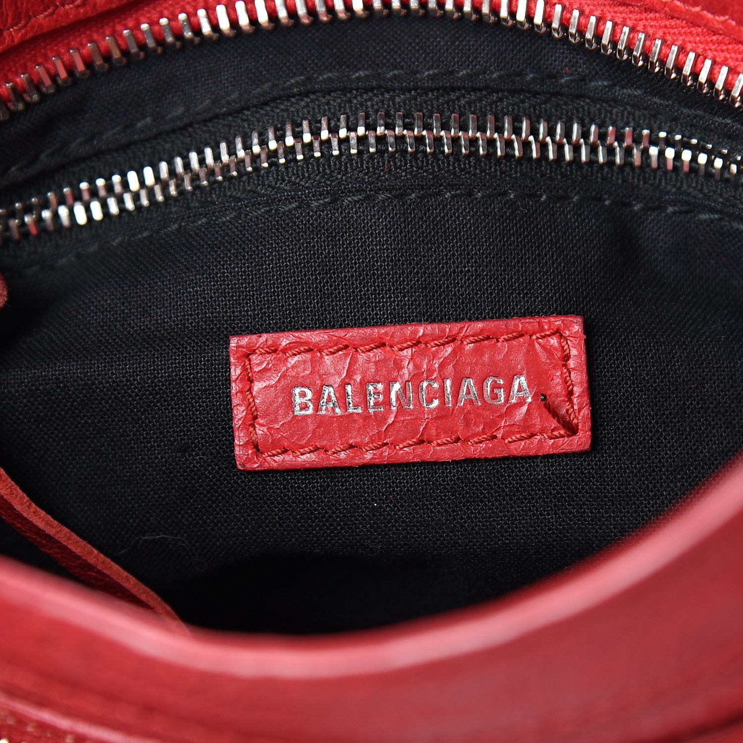 Balenciaga Agneau Classic Silver Hardware Mini City Logo Strap Red Black 5 of 11