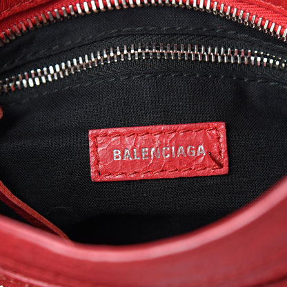 Balenciaga Agneau Classic Silver Hardware Mini City Logo Strap Red Black 5 of 11