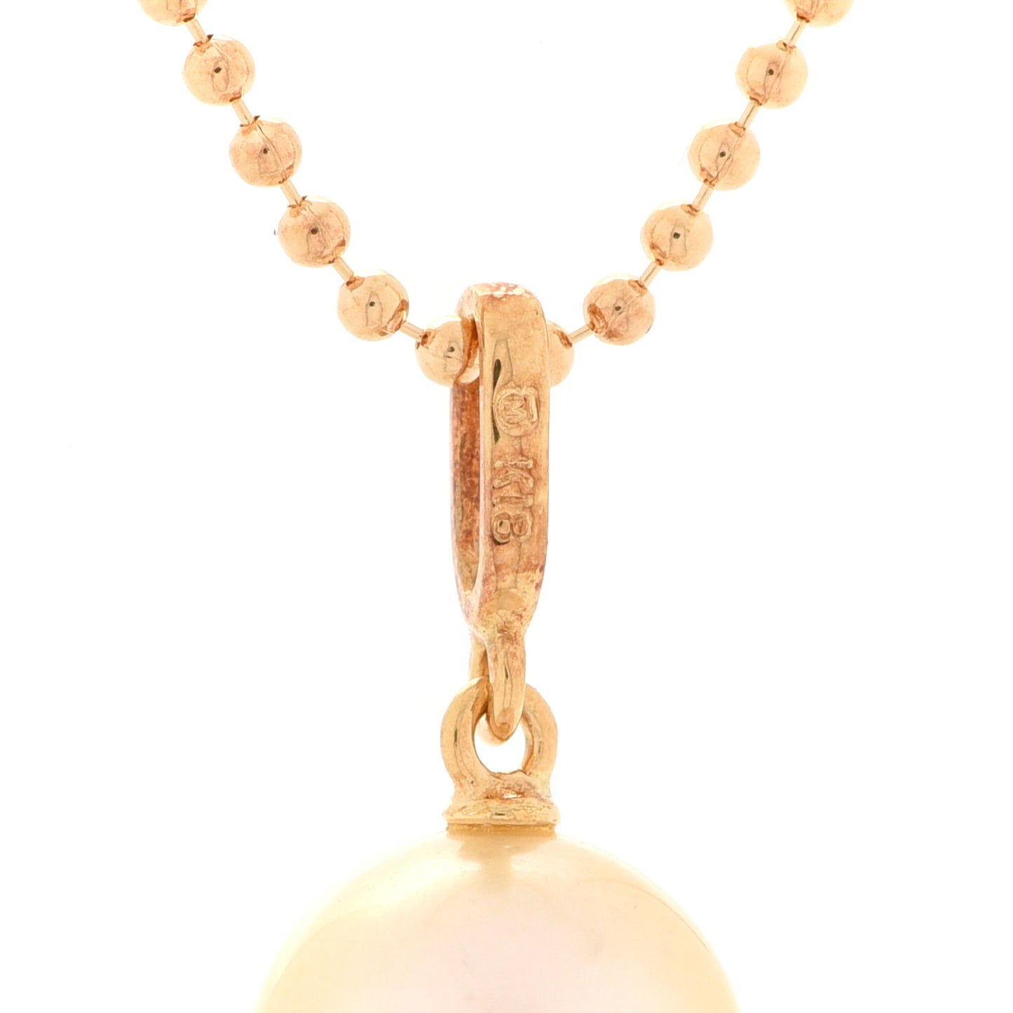 18K Yellow Gold Akoya Pearl 8mm Pendant Necklace