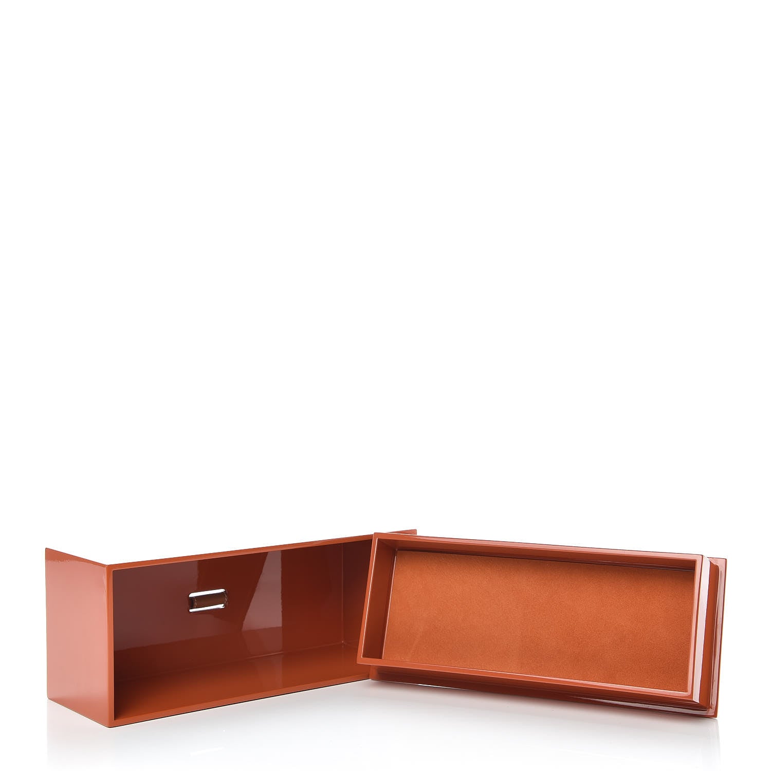 Hermes Lacquered Wood Chamonix Petite Boite Hanoia Bracelet Box Orange 5 of 8