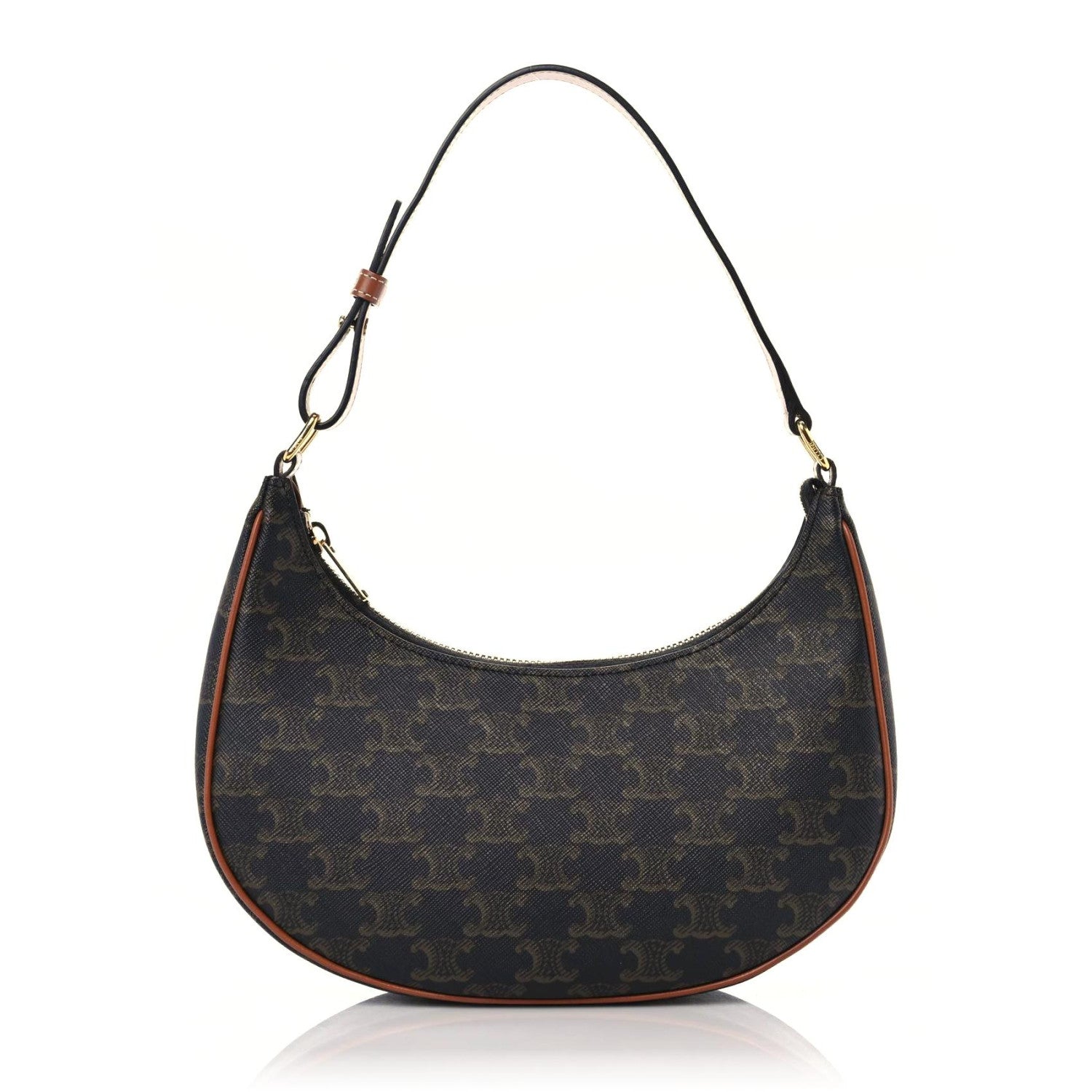 Celine Triomphe Canvas Calfskin Ava Shoulder Bag Tan 1 of 10