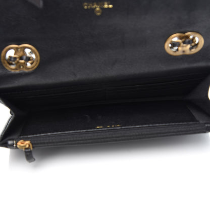 Chanel Patent Goatskin Quilted CC Eyelet Wallet On Chain WOC Black 5 of 9