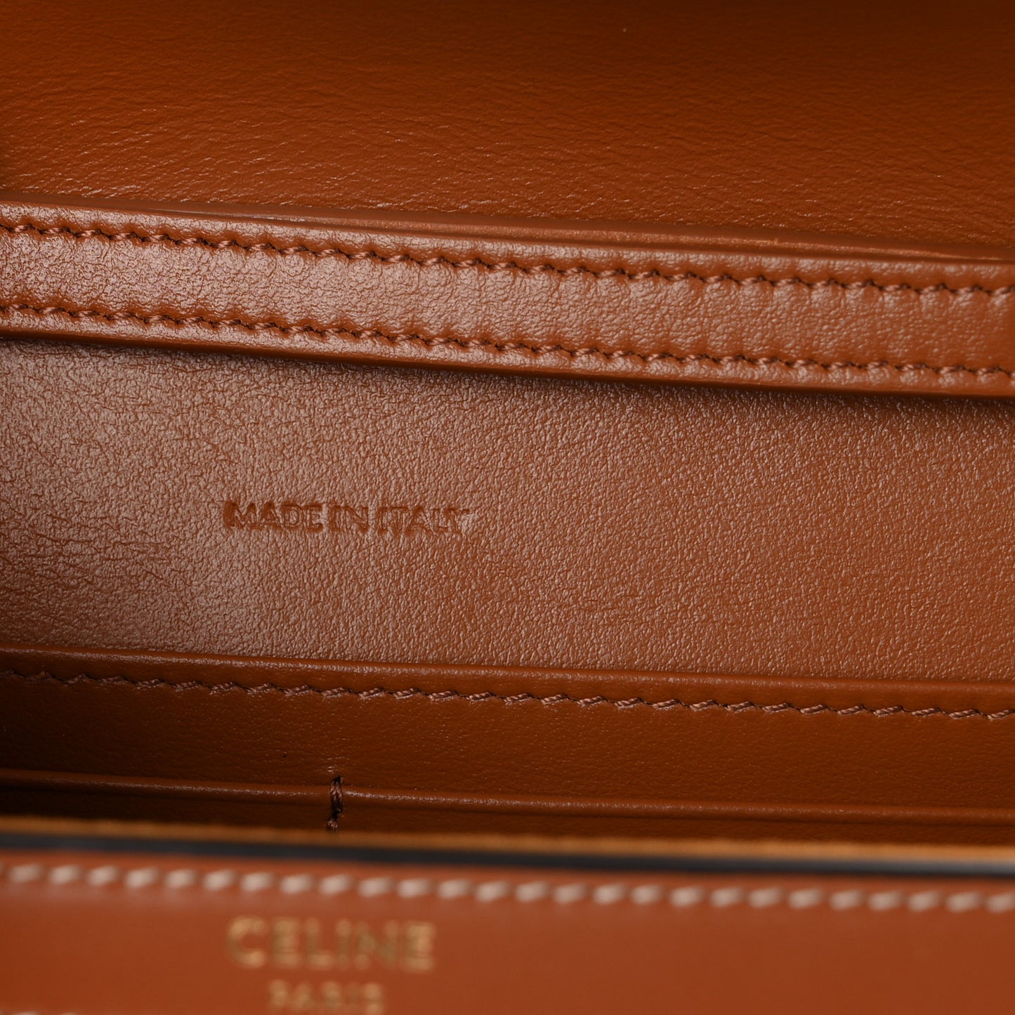 Triomphe Canvas Calfskin Margo Wallet on Chain Tan
