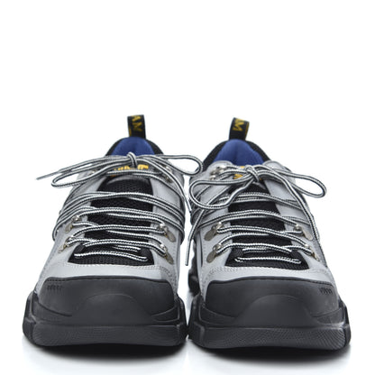 Gucci X SEGA Mesh Technical Canvas Calfskin Reflective Mens Flashtrek Sneakers 8 Silver Black 2 of 8