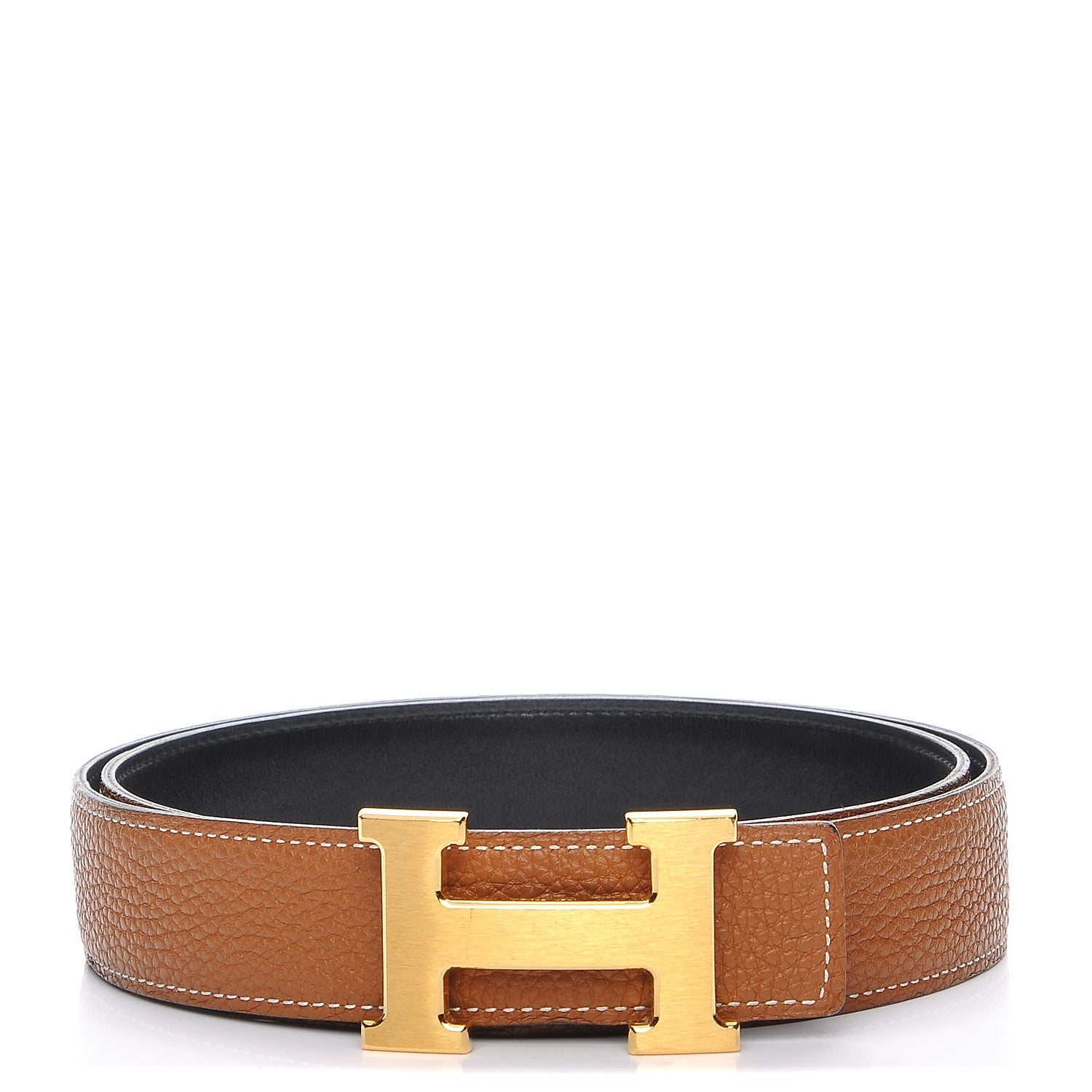 Hermes Box Togo 32mm H Belt 90 Black Gold 1 of 8