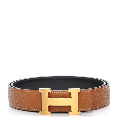 Hermes Box Togo 32mm H Belt 90 Black Gold 1 of 8