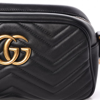 Gucci Calfskin Matelasse Small GG Marmont Chain Shoulder Bag Black 10 of 14