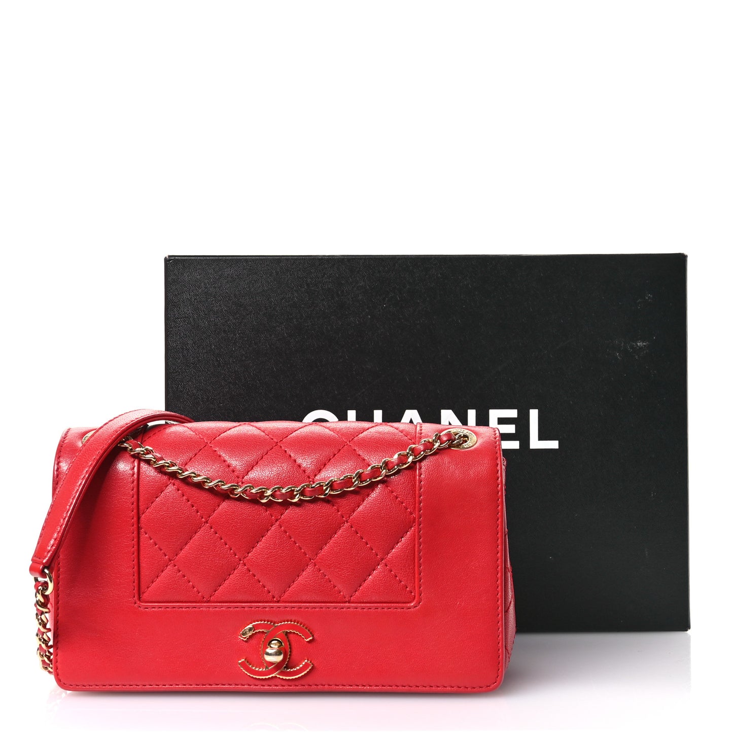 Sheepskin Quilted Medium Vintage Mademoiselle Flap Red