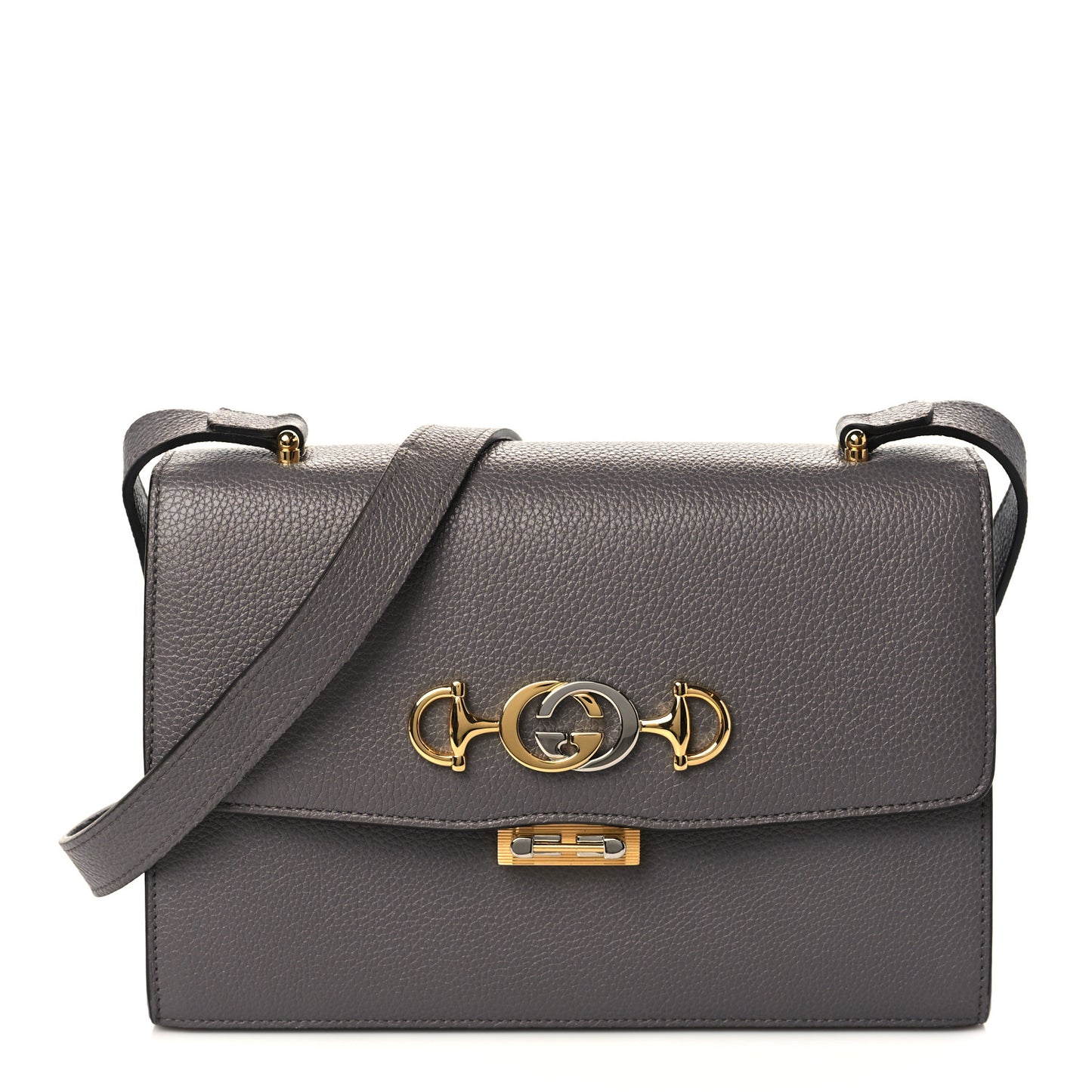 Grainy Calfskin Small Zumi Shoulder Bag Dusty Grey