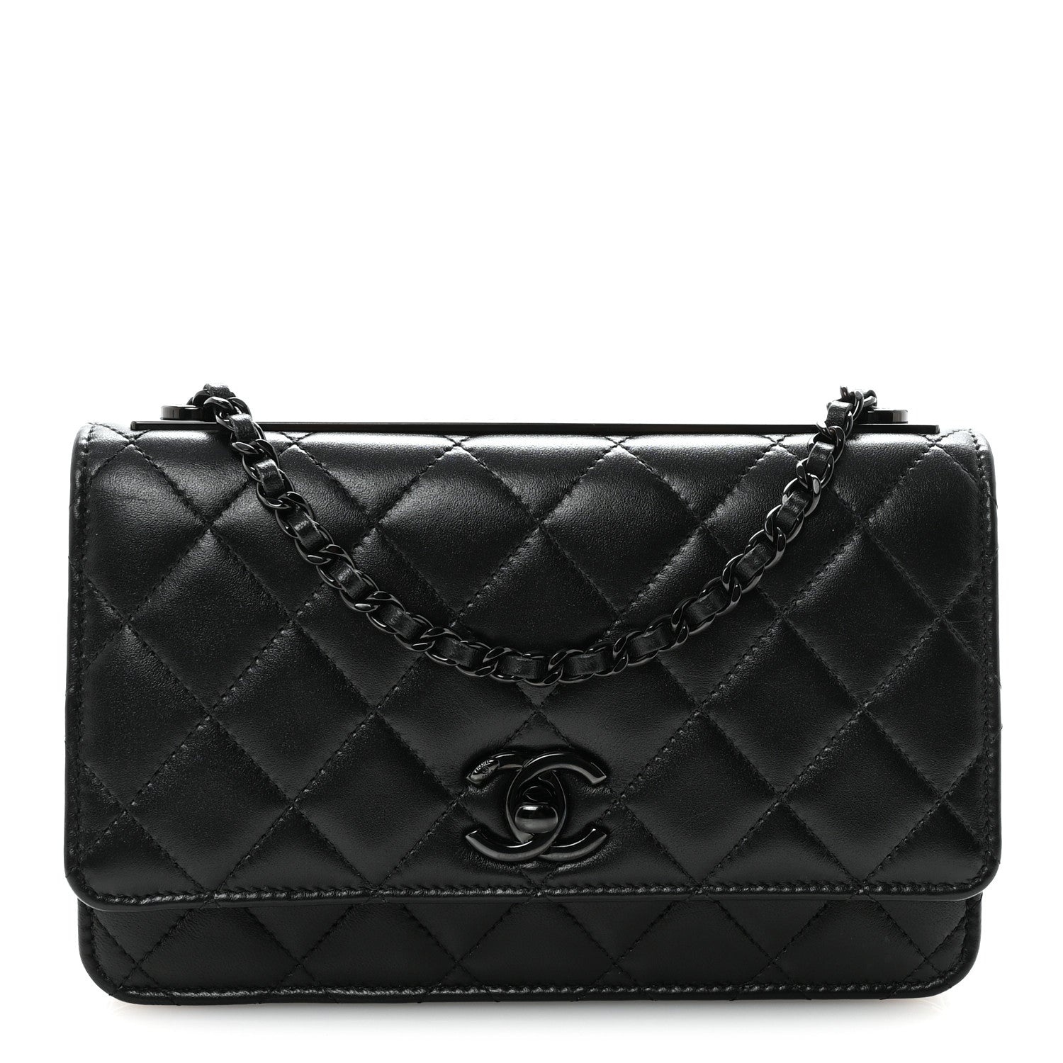 Chanel Lambskin Quilted Trendy CC Wallet On Chain WOC So Black 1 of 11
