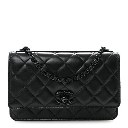 Chanel Lambskin Quilted Trendy CC Wallet On Chain WOC So Black 1 of 11