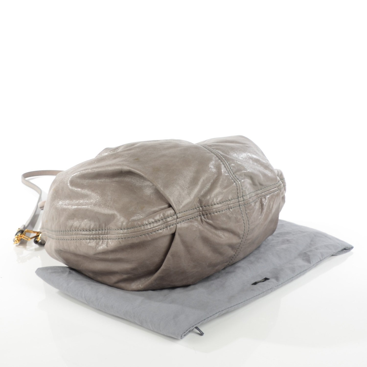Miu Miu Vitello Lux Gathered Shopper Tote Astro 6 of 11