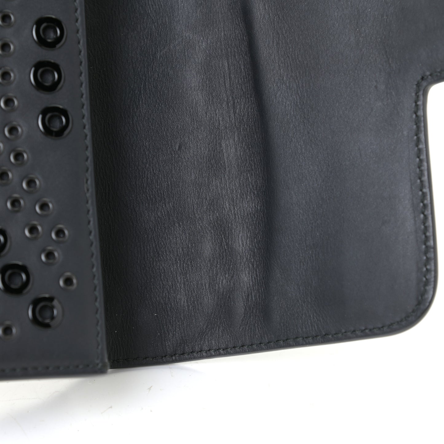 Calfskin Grommet Studded Azzedine Messenger Flap Black