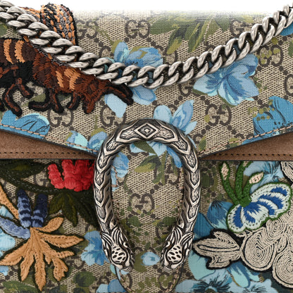 Gucci GG Supreme Monogram Blooms Print Embroidered Small Dionysus Shoulder Bag Blue Taupe 8 of 11
