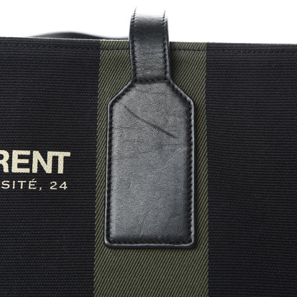 Saint Laurent Canvas Beach Shopping East West Tote Black 15 of 15