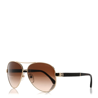 Chanel Lambskin Quilted CC Aviator Sunglasses 4195-Q Brown 1 of 8