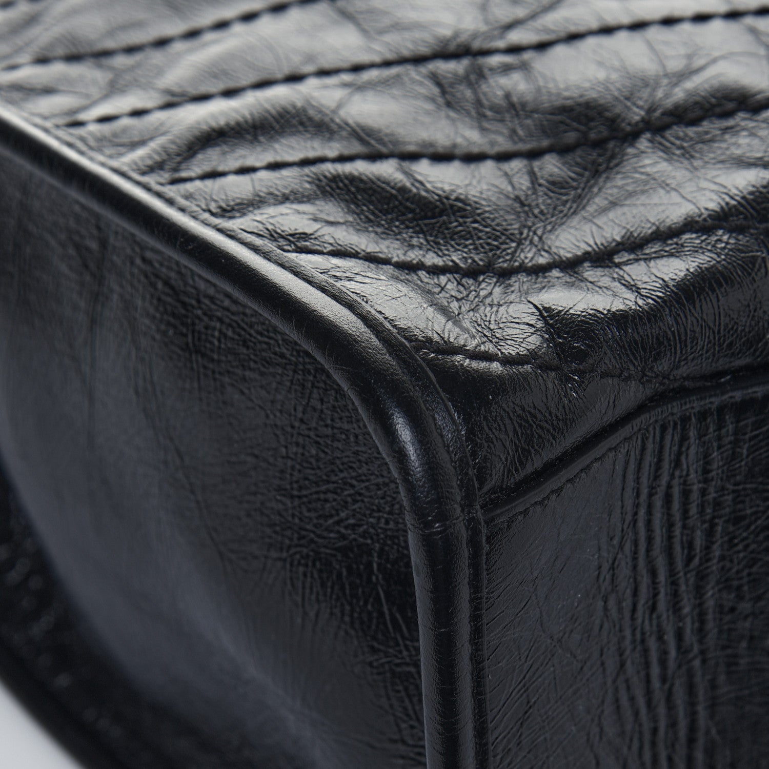 Saint Laurent Crinkled Calfskin Matelasse Monogram Medium Niki Shopper Tote Black 15 of 22