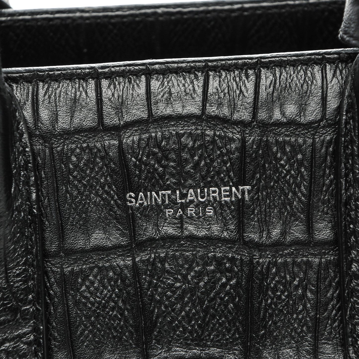 Calfskin Crocodile Embossed Nano Sac De Jour Black