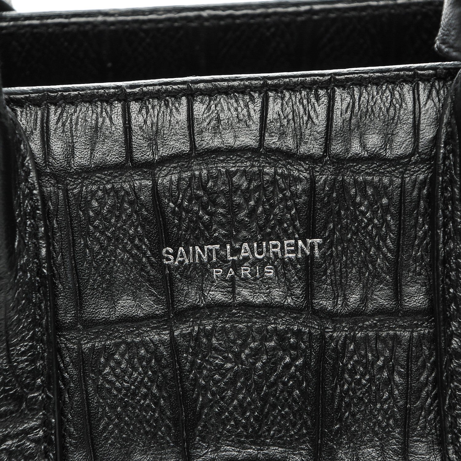 Saint Laurent Calfskin Crocodile Embossed Nano Sac De Jour Black 6 of 7