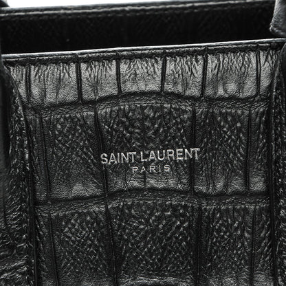 Saint Laurent Calfskin Crocodile Embossed Nano Sac De Jour Black 6 of 7