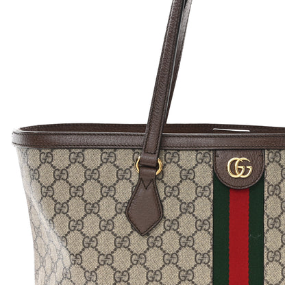 Gucci GG Supreme Monogram Textured Calfskin Web Medium Ophidia Shopping Tote Beige Ebony New Acero 8 of 12