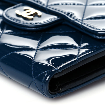 Chanel Patent Quilted Compact Flap Wallet Navy 10 of 10