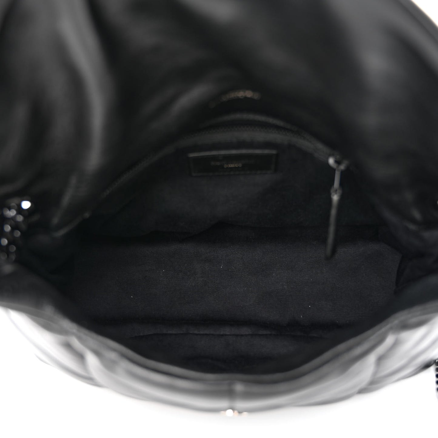 Lambskin Quilted Monogram Monochrome Small Loulou Puffer Chain Satchel Black