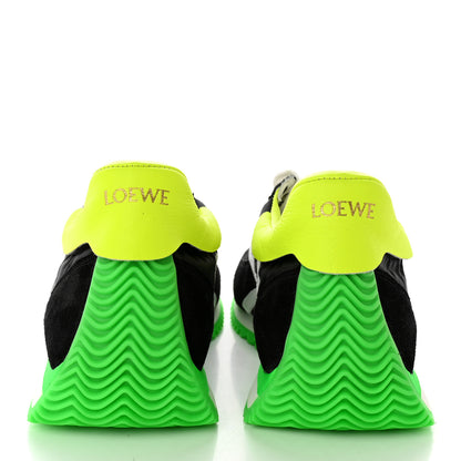 Loewe Suede Nylon Womens Flow Runner Sneakers 41 Black Neon Green 5 of 14