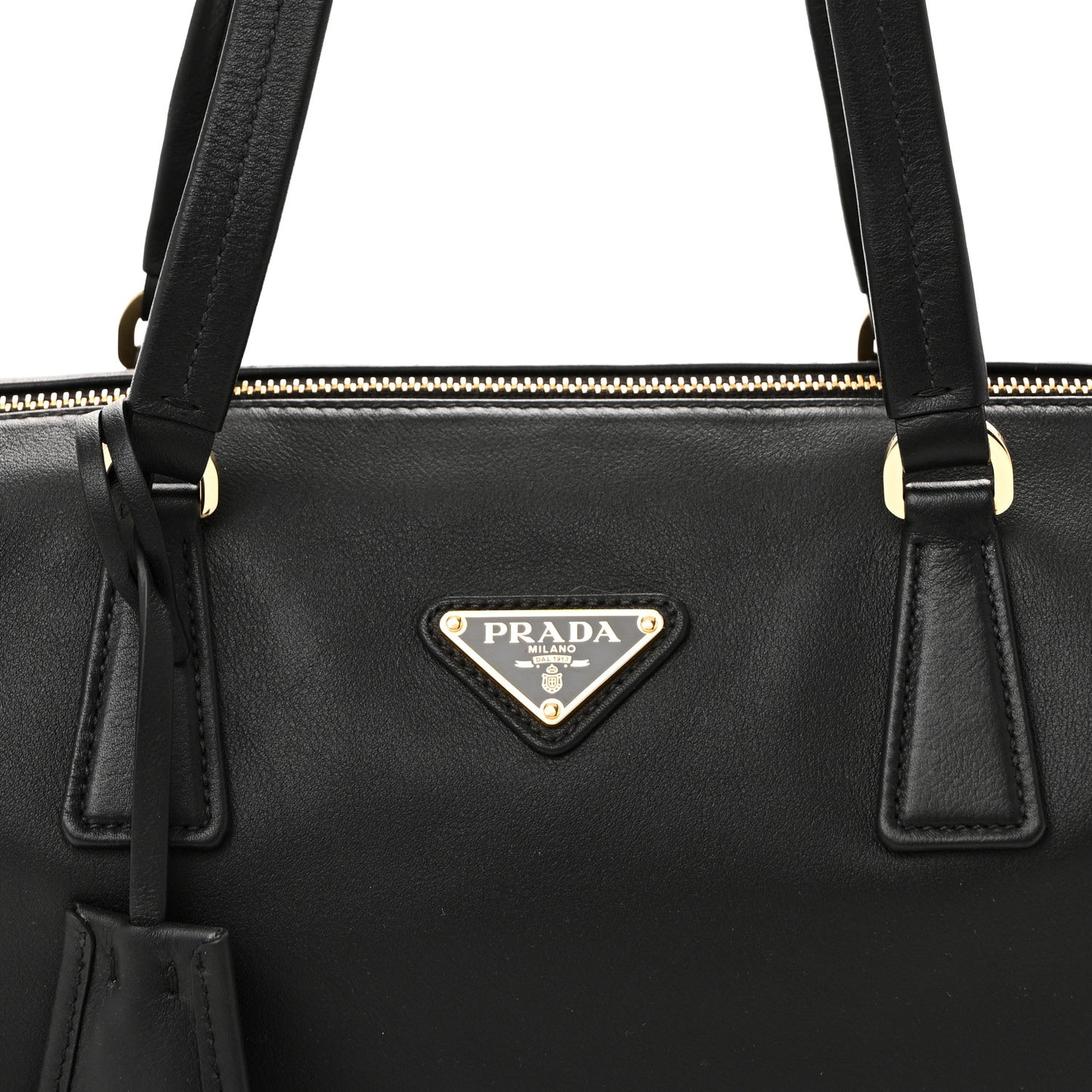 Soft Grain Bauletto Medium Top Handle Bag With Padlock Black