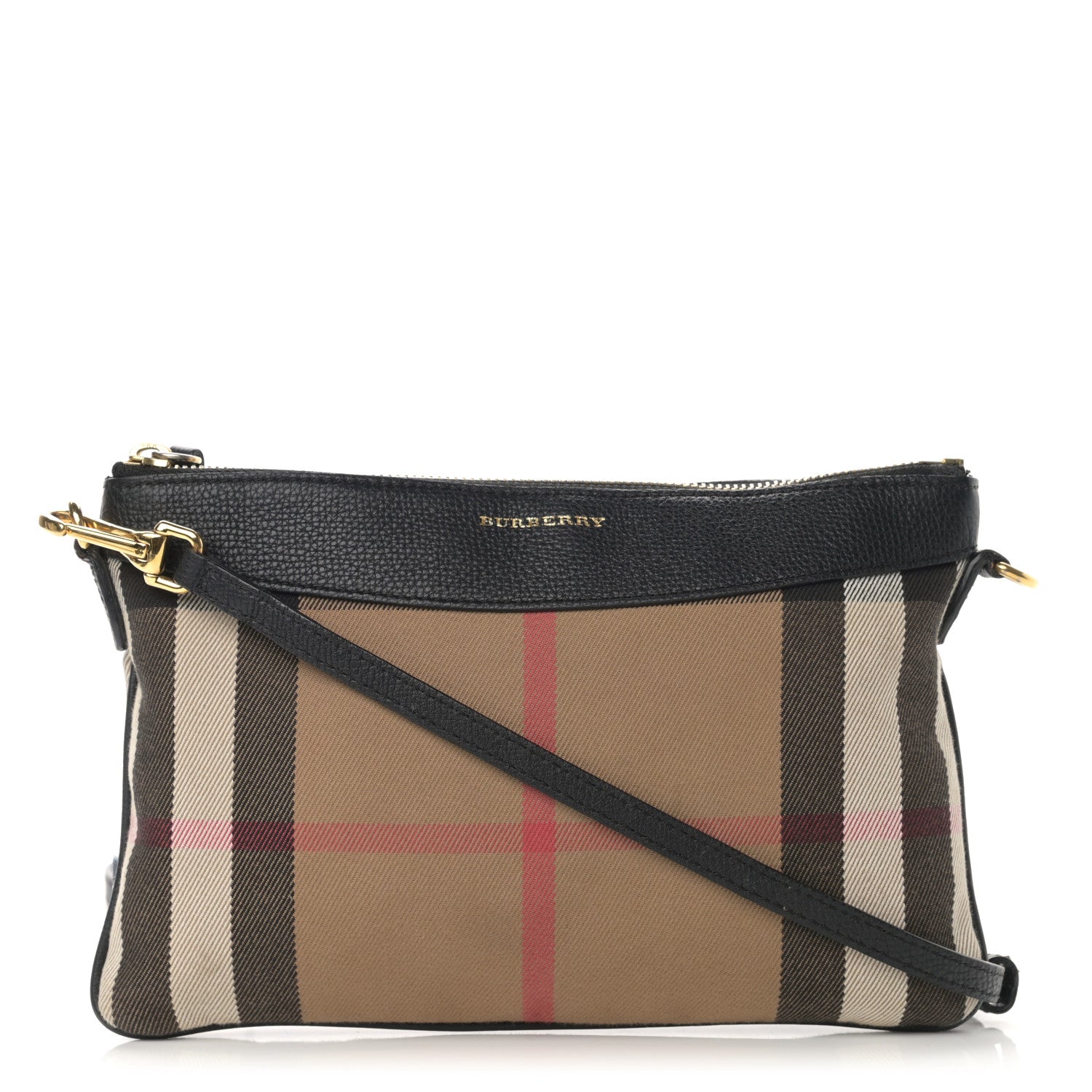 Burberry House Check Derby Peyton Crossbody Clutch Bag Black 1 of 17