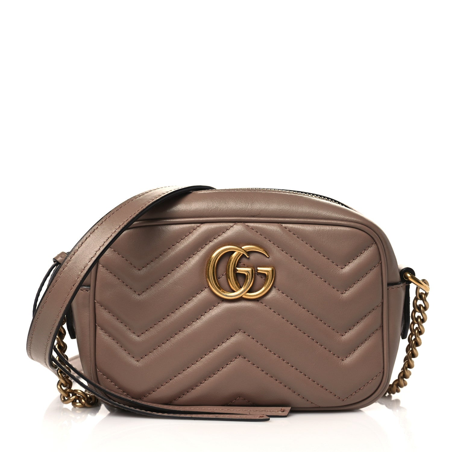 Gucci Calfskin Matelasse Mini GG Marmont Chain Shoulder Bag Porcelain Rose 1 of 11