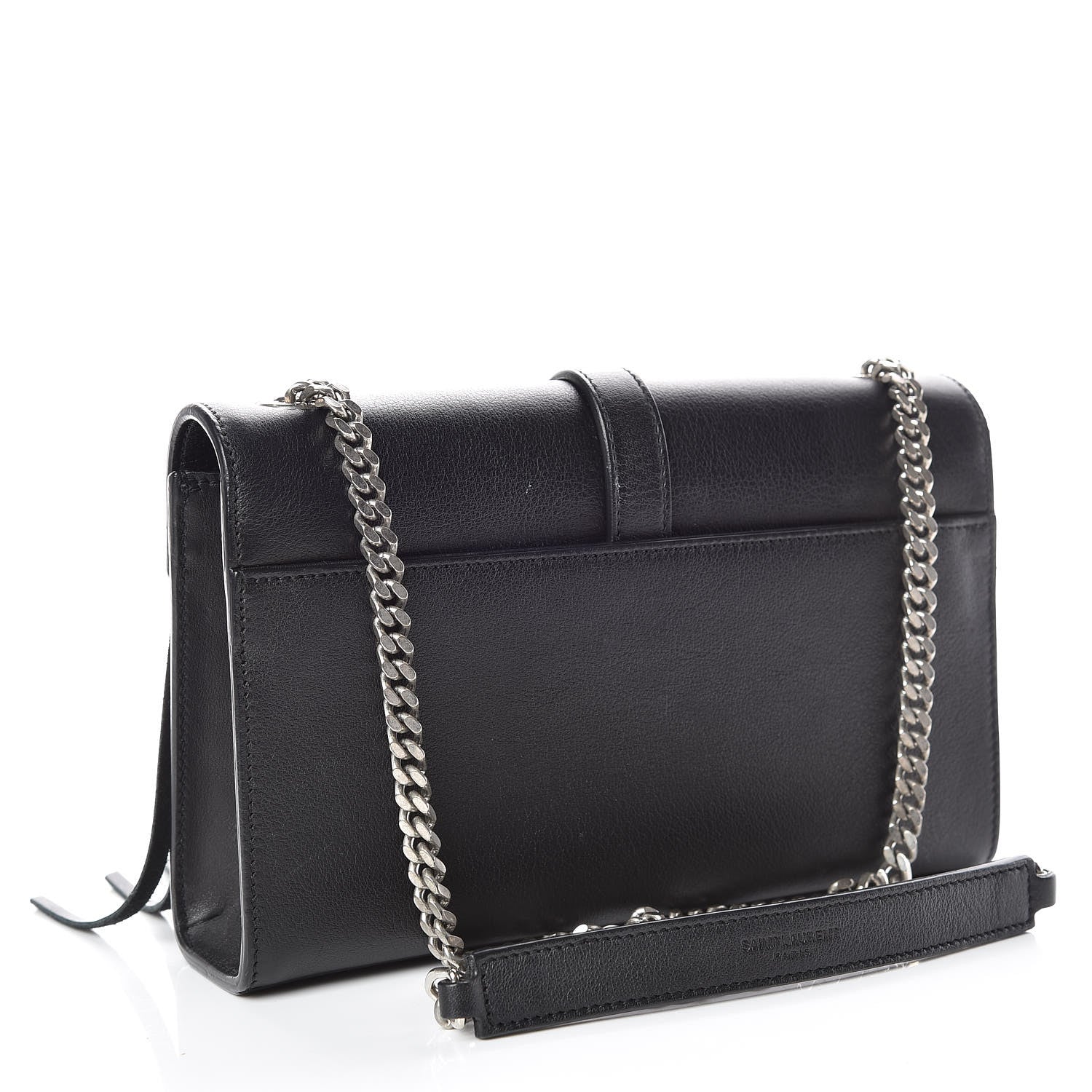 Saint Laurent Calfskin Fringe Small Monogram Satchel Black 3 of 12