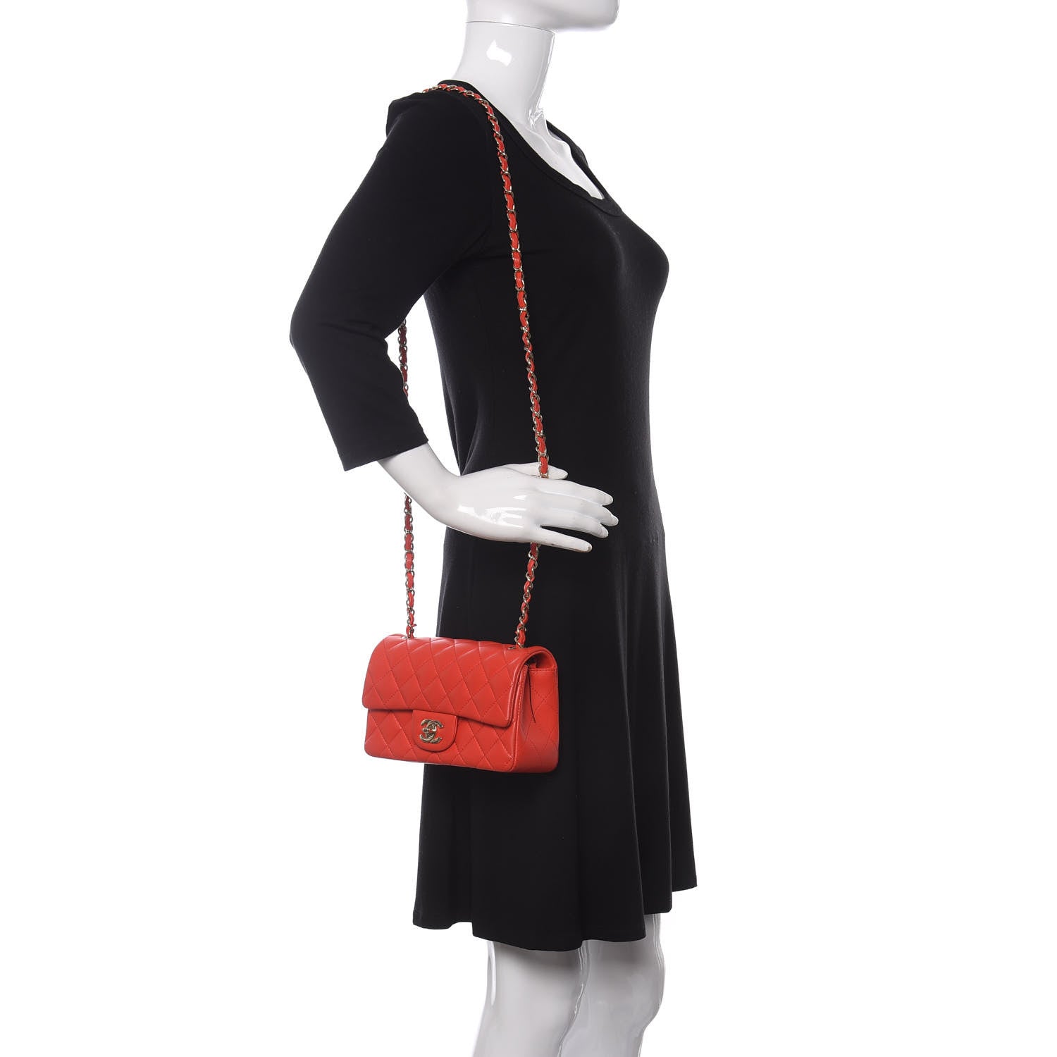 Chanel Lambskin Quilted Mini Rectangular Flap Red 2 of 17