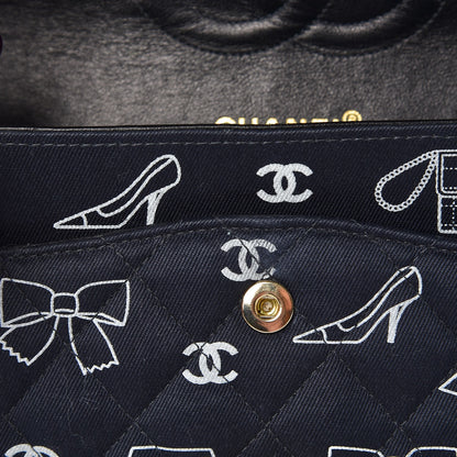 Chanel Canvas Printed Quilted Medium Double Flap Blue White 10 of 10