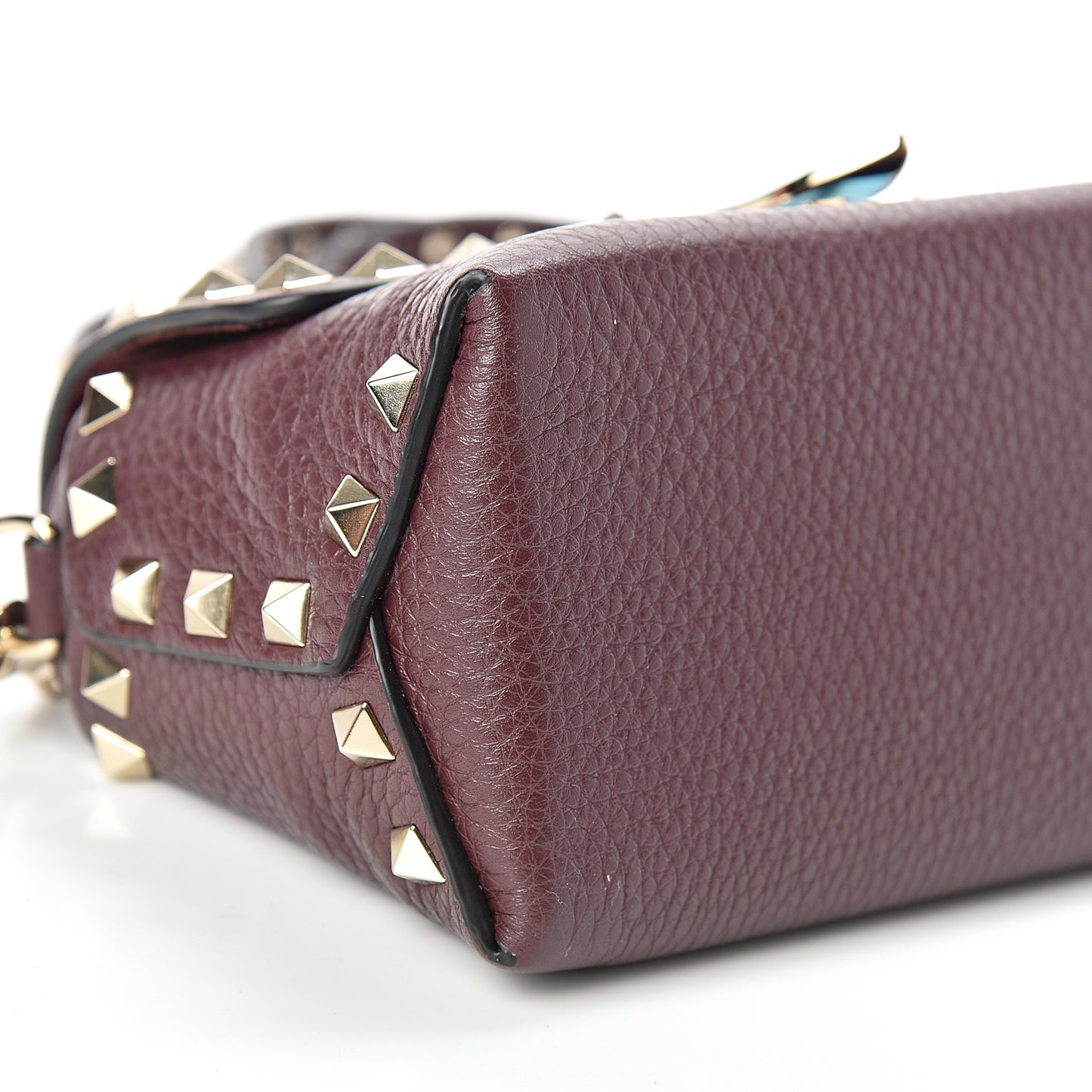 Pebbled Calfskin Mini Rockstud Crossbody Bag Rubin