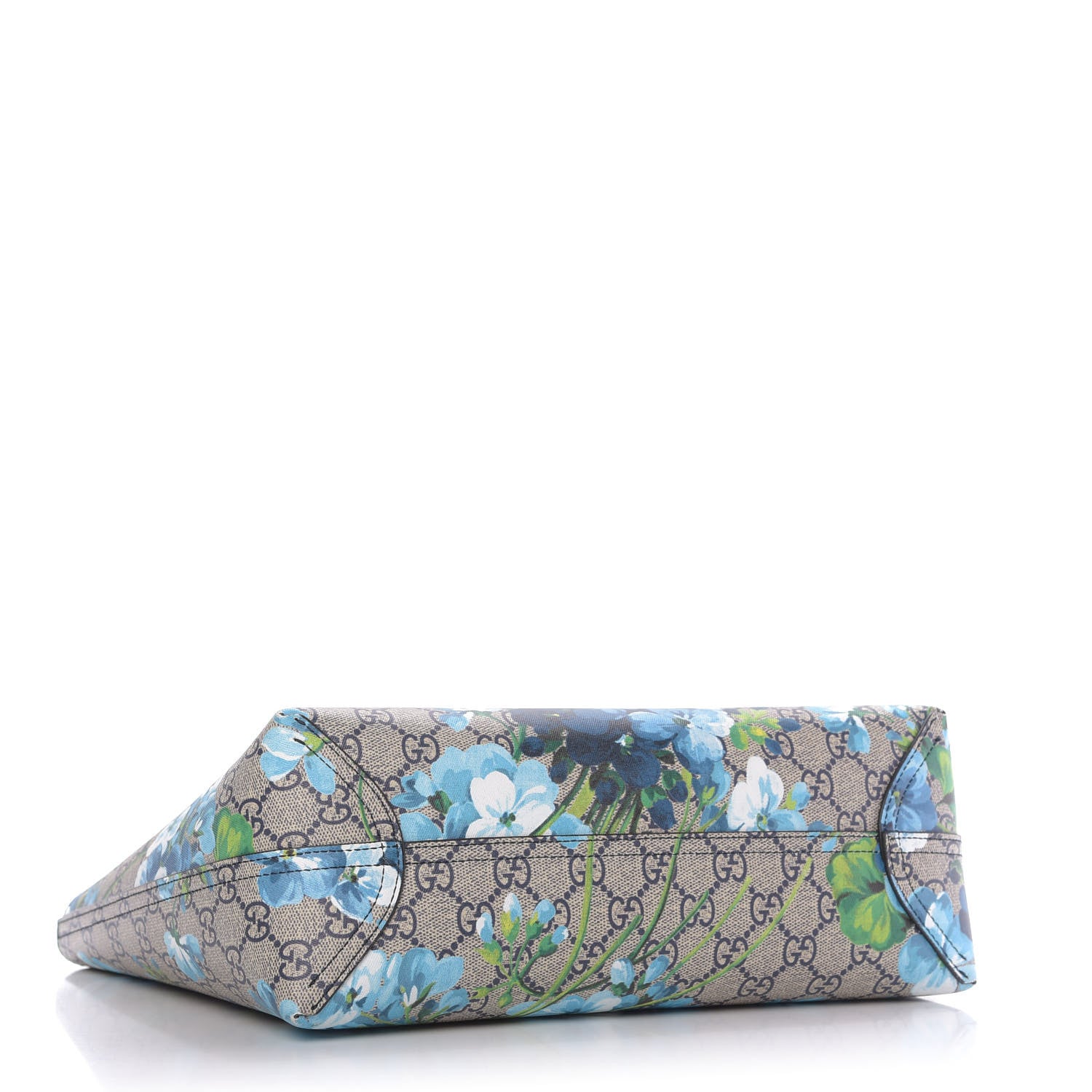 Gucci GG Supreme Monogram Blooms Small Reversible Tote Beige Blue Navy 4 of 9