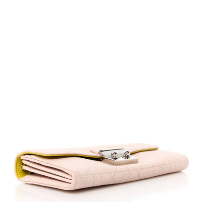 Christian Dior Grained Calfskin Cannage Miss Dior Promenade Chain Wallet Light Pink Yellow 4 of 10