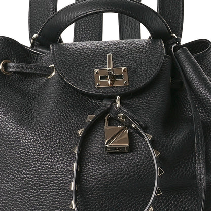 Valentino Garavani Pebbled Calfskin Rockstud Drawstring Backpack Black 8 of 11