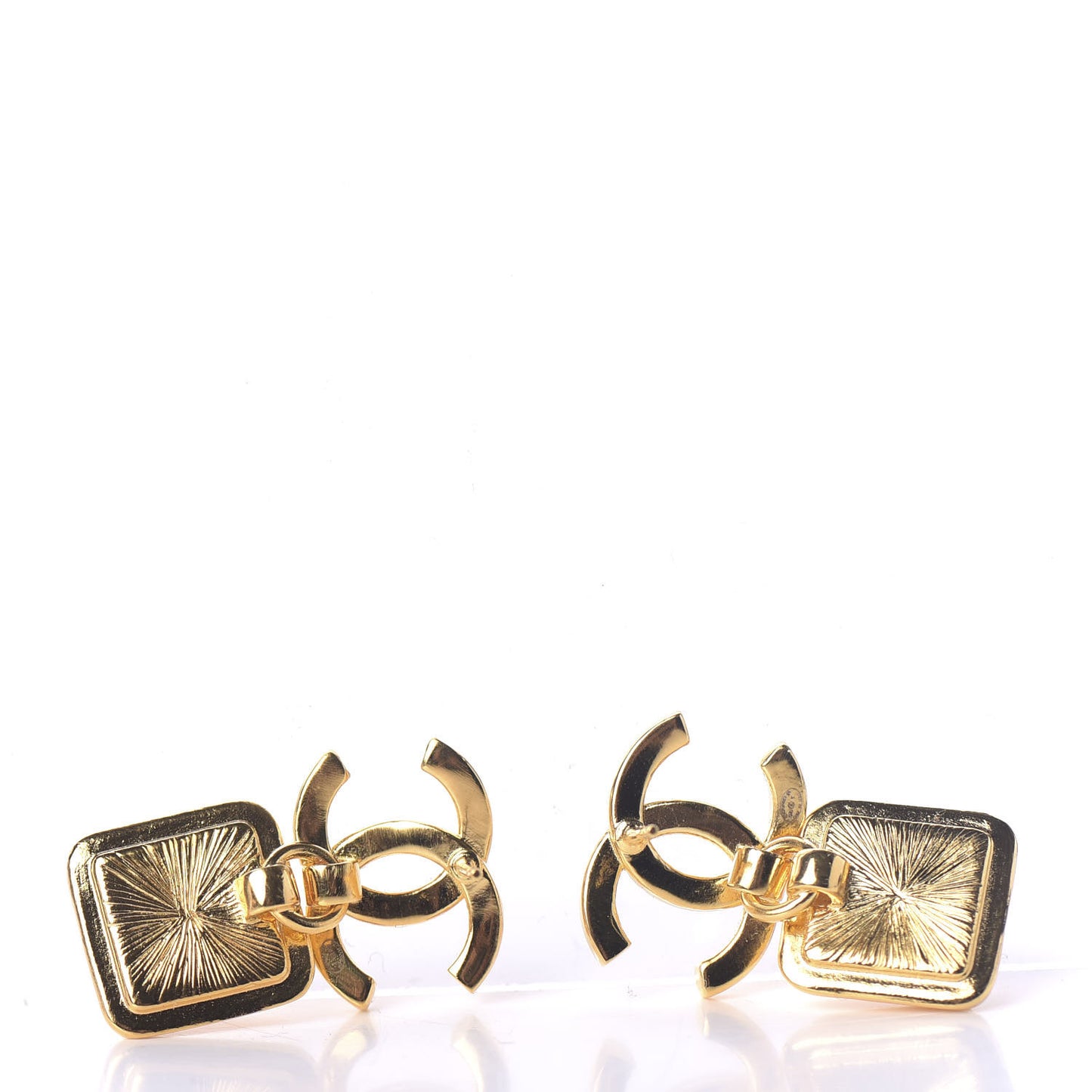 Crystal CC Square Earrings Gold