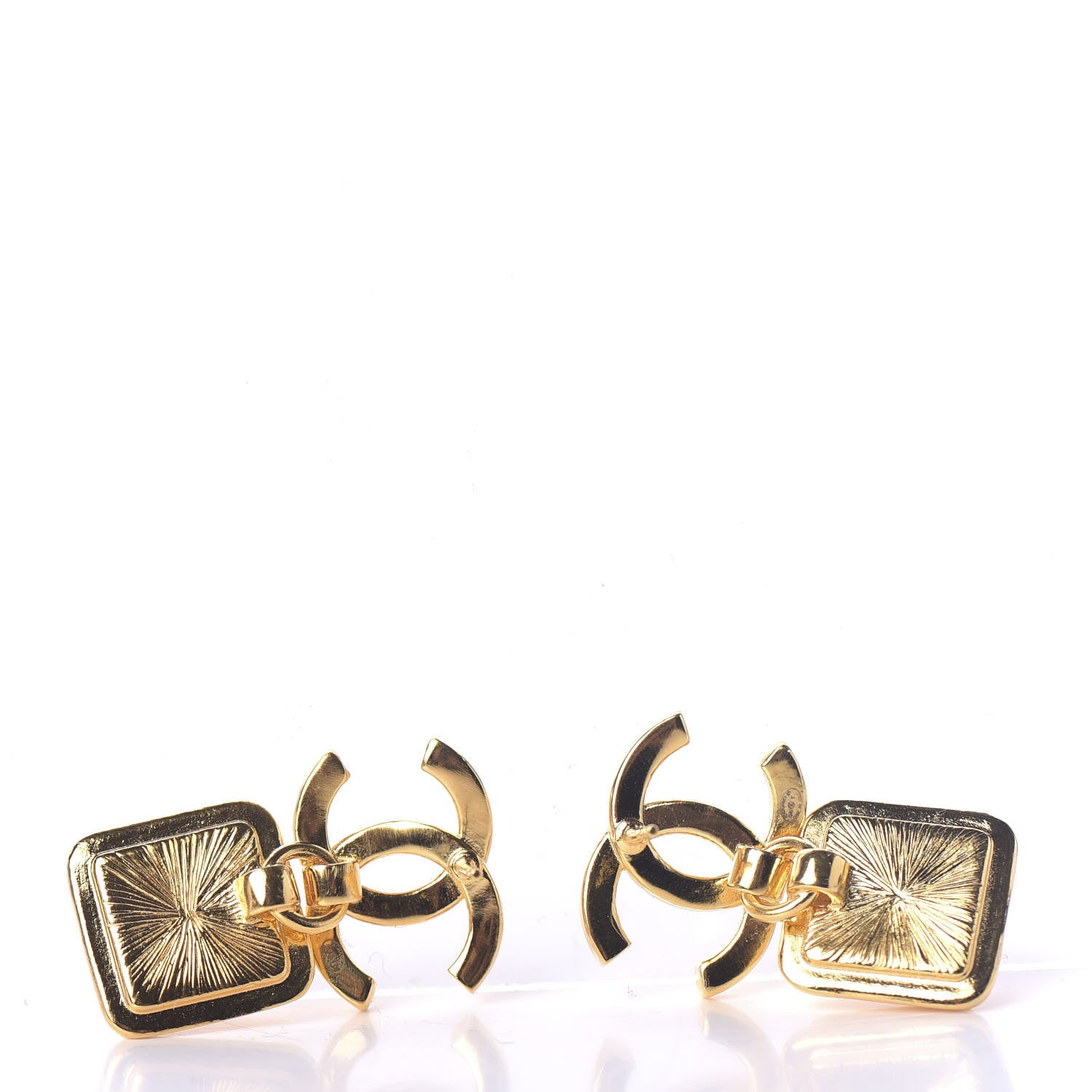 Chanel Crystal CC Square Earrings Gold 4 of 5