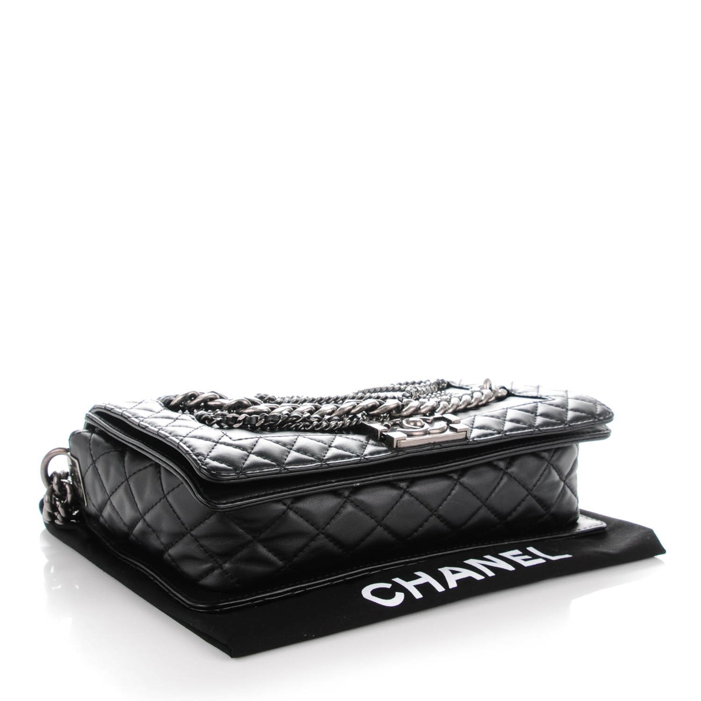 Calfskin Enchained Medium Boy Flap Black