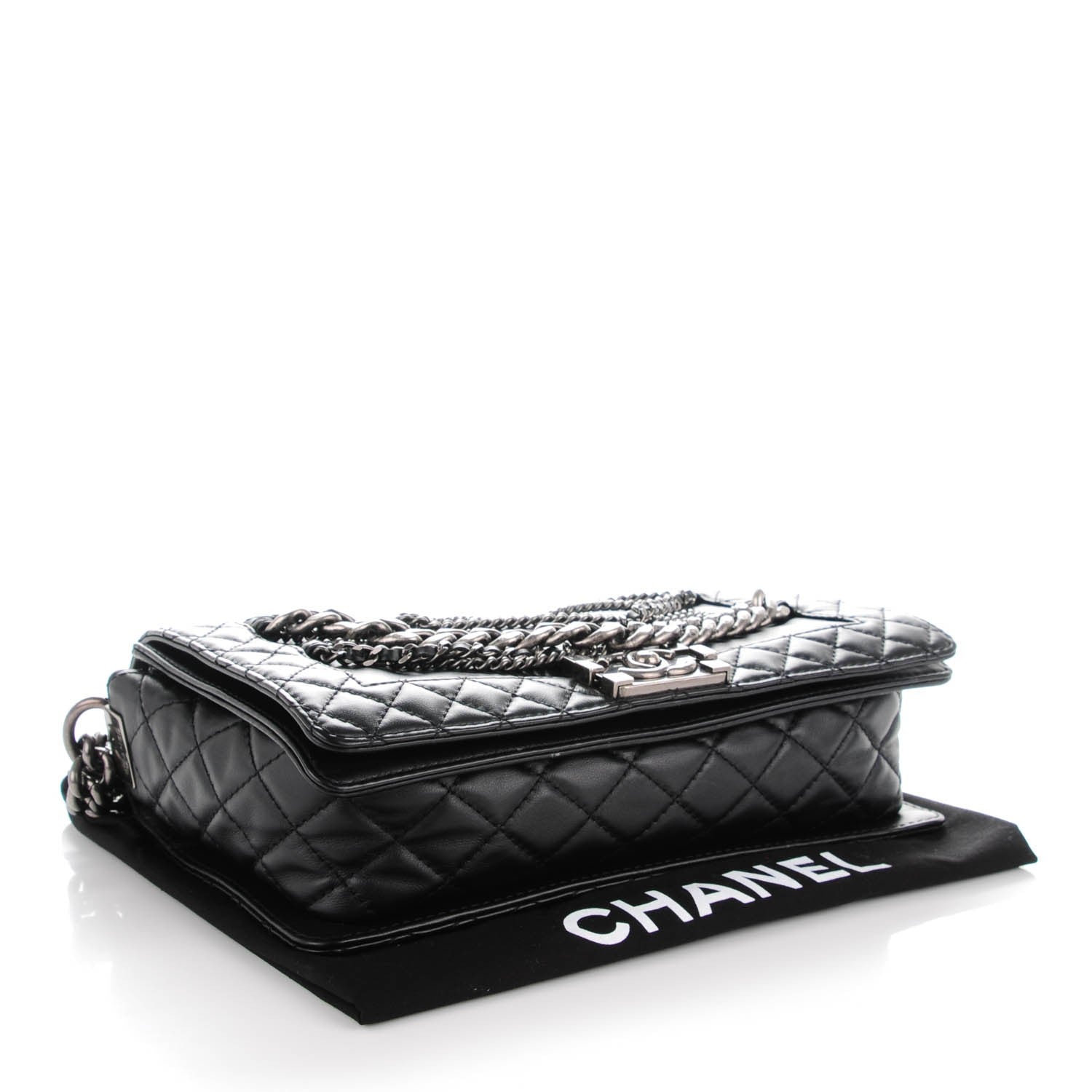 Chanel Calfskin Enchained Medium Boy Flap Black 4 of 7