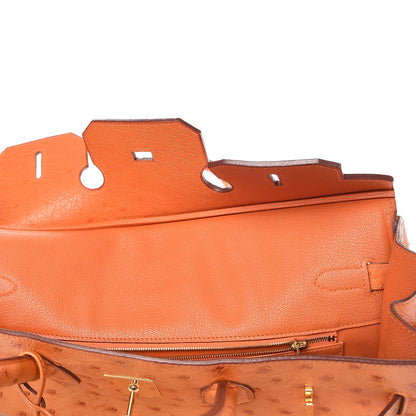 Hermes Ostrich Birkin 35 Orange 14 of 34