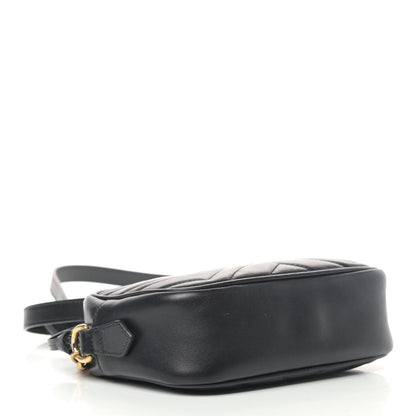 Gucci Calfskin Matelasse Mini GG Marmont Chain Shoulder Bag Black 3 of 4