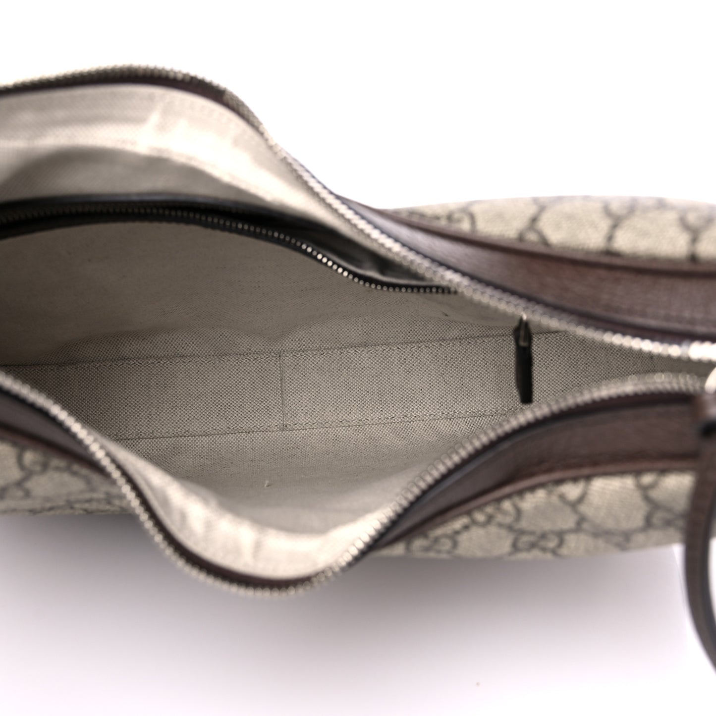 GG Supreme Monogram Textured Calfskin Web Large Attache Shoulder Bag Beige Ebony New Acero