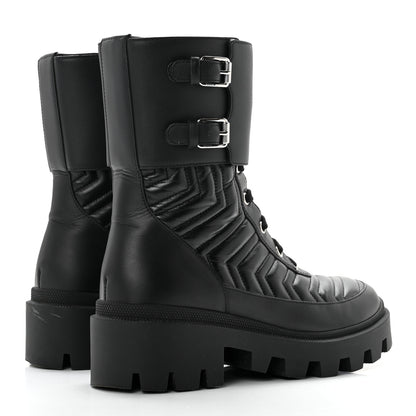 Gucci Nappa Frances GG Matelasse Platform Combat Boots 38 Black 4 of 9