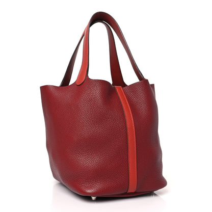 Hermes Taurillon Clemence Swift Picotin Lock 22 MM Rouge H Brique 3 of 9
