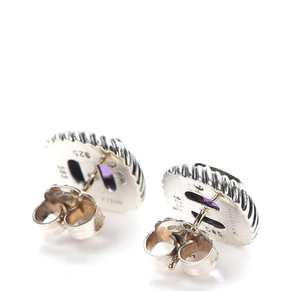 David Yurman Sterling Silver 14K Yellow Gold Amethyst 7mm Albion Earrings 3 of 5