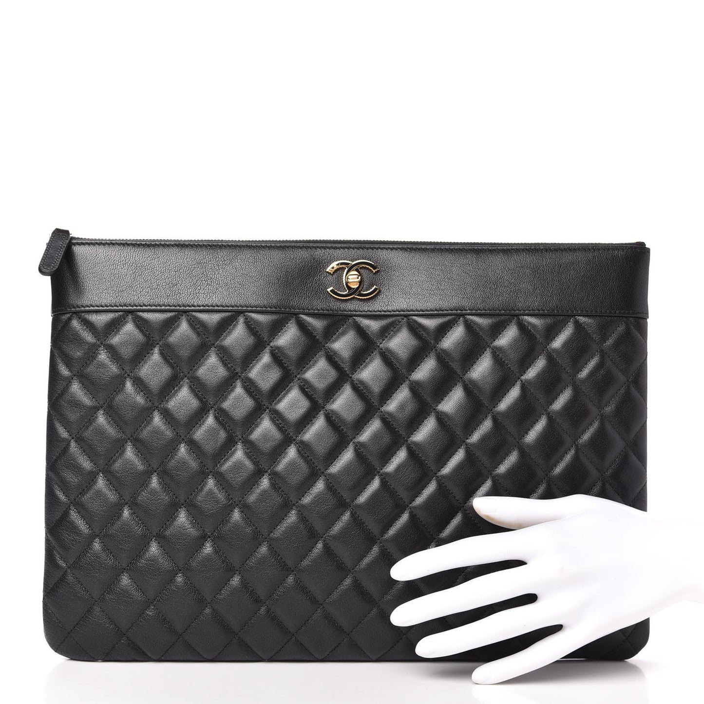 Sheepskin Quilted Large Vintage Mademoiselle Cosmetic Case Black