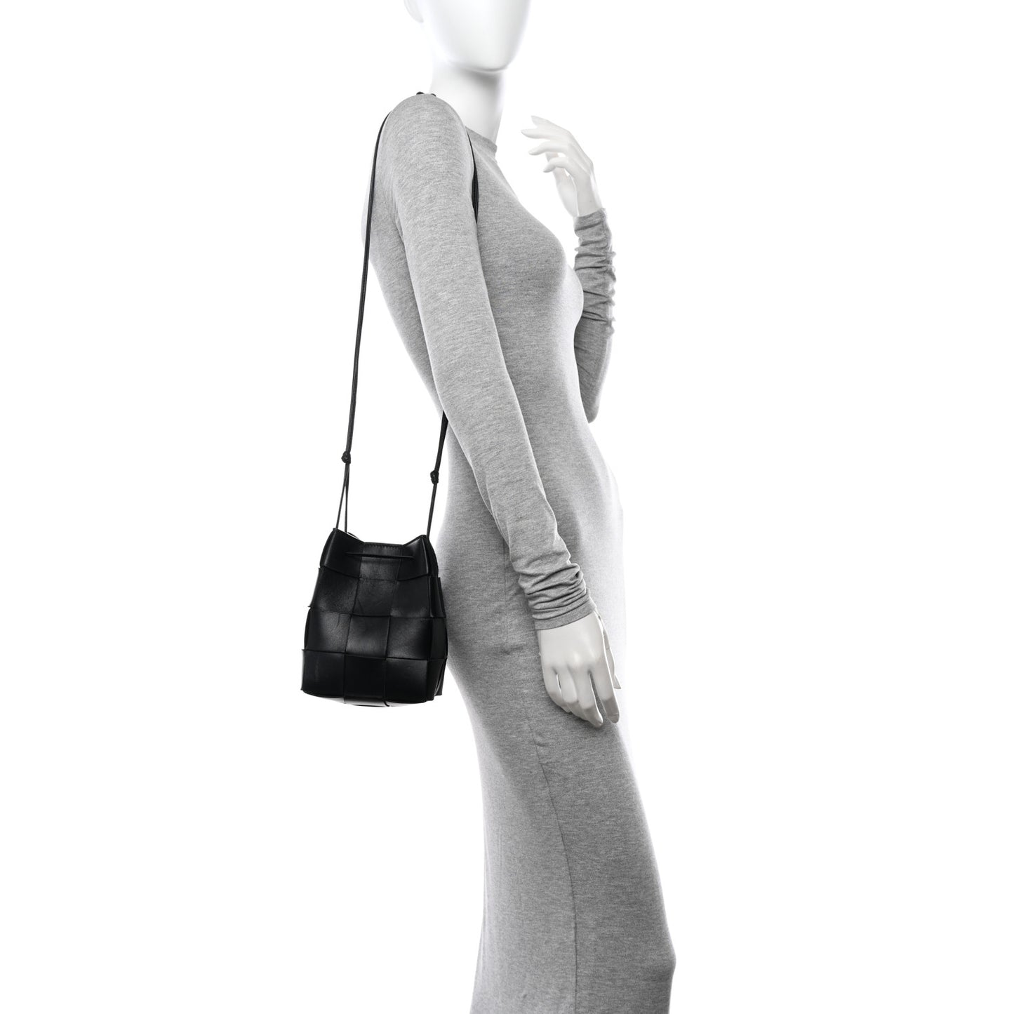 Nappa Maxi Intrecciato Cassette Bucket Bag Black
